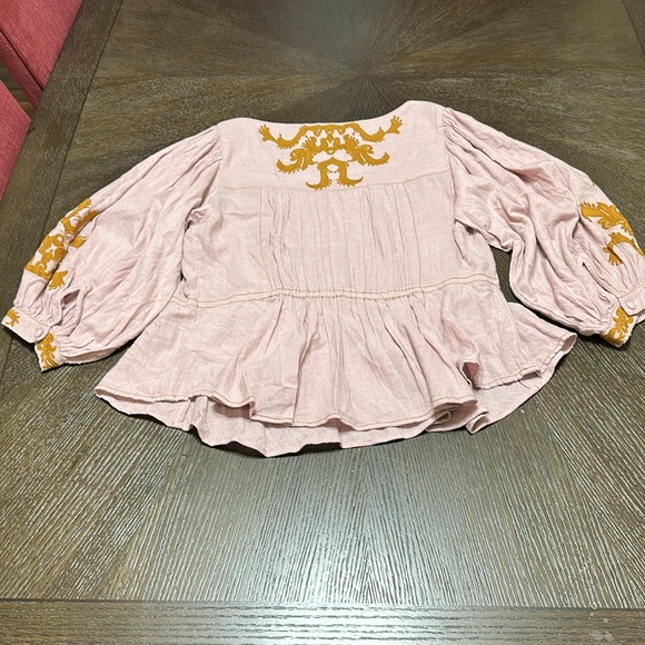 Free People Pink Blouse with Gold Accents - Picture 11 of 11